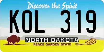 ND license plate KOL319