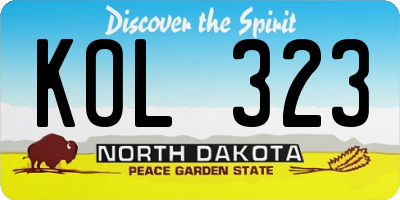 ND license plate KOL323