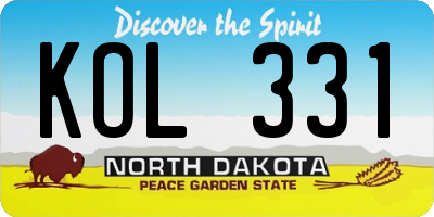 ND license plate KOL331