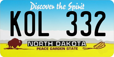 ND license plate KOL332
