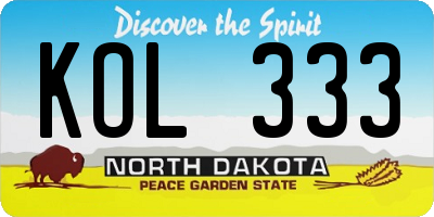 ND license plate KOL333