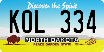 ND license plate KOL334