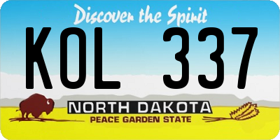 ND license plate KOL337