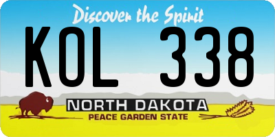 ND license plate KOL338