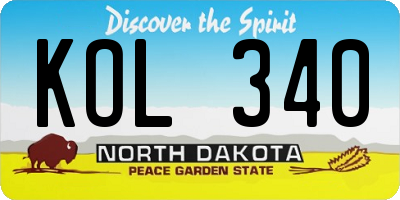 ND license plate KOL340