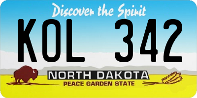 ND license plate KOL342
