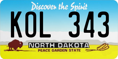 ND license plate KOL343