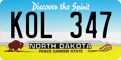 ND license plate KOL347