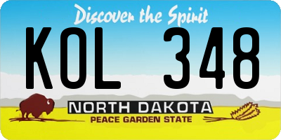 ND license plate KOL348