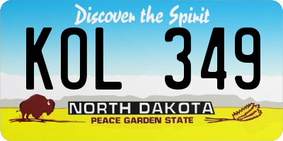 ND license plate KOL349