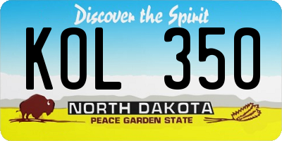 ND license plate KOL350