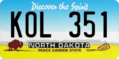 ND license plate KOL351