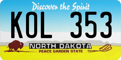 ND license plate KOL353