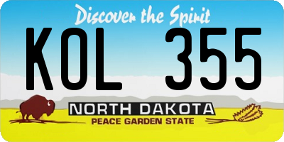 ND license plate KOL355