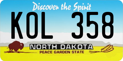 ND license plate KOL358