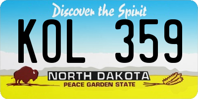 ND license plate KOL359