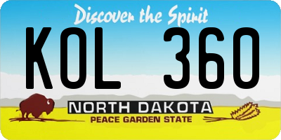 ND license plate KOL360
