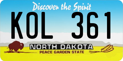 ND license plate KOL361