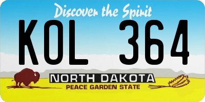 ND license plate KOL364