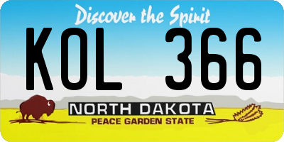 ND license plate KOL366