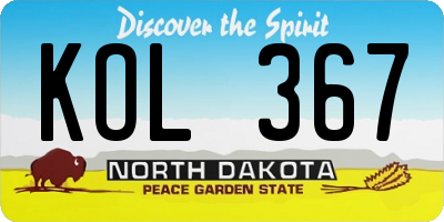 ND license plate KOL367