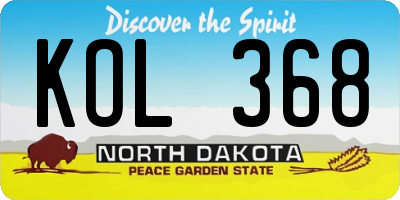 ND license plate KOL368