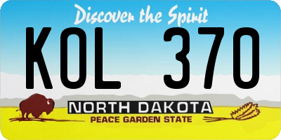 ND license plate KOL370