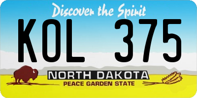 ND license plate KOL375