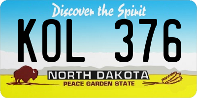 ND license plate KOL376