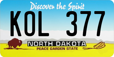 ND license plate KOL377