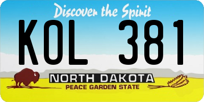 ND license plate KOL381