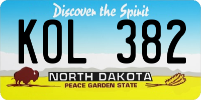 ND license plate KOL382