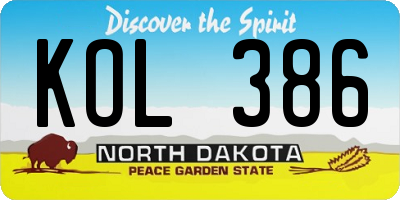 ND license plate KOL386