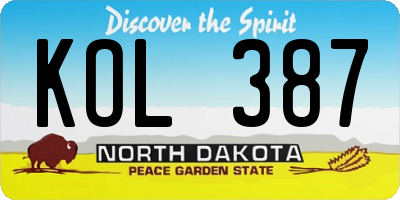 ND license plate KOL387