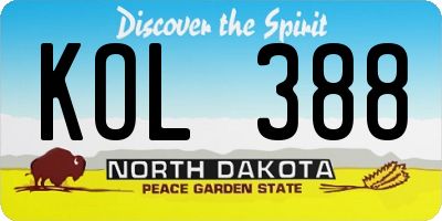 ND license plate KOL388
