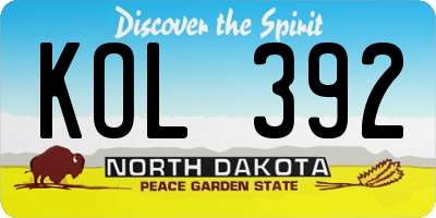 ND license plate KOL392