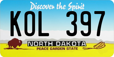 ND license plate KOL397