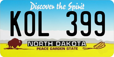 ND license plate KOL399