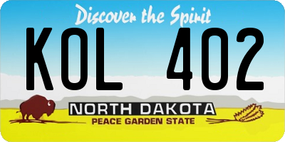 ND license plate KOL402