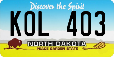 ND license plate KOL403