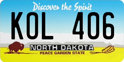 ND license plate KOL406