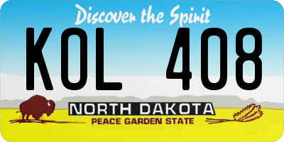 ND license plate KOL408