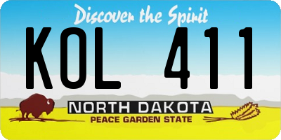 ND license plate KOL411