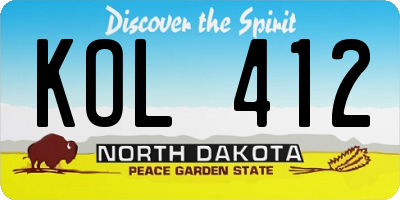 ND license plate KOL412