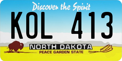 ND license plate KOL413