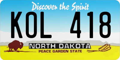 ND license plate KOL418