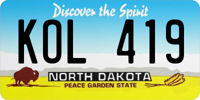 ND license plate KOL419