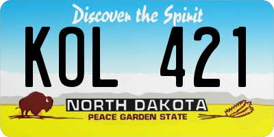 ND license plate KOL421