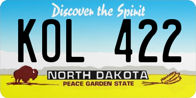 ND license plate KOL422