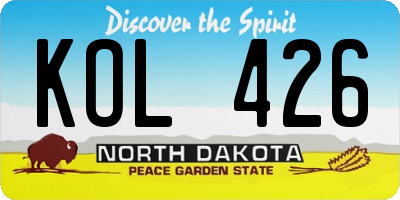 ND license plate KOL426